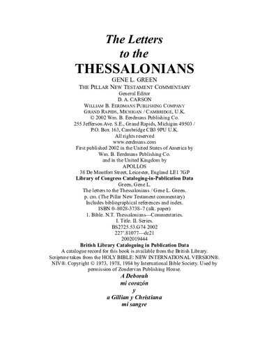 The Letters to the Thessalonians