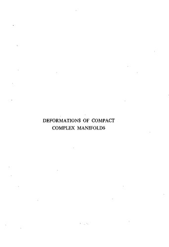 Deformations Of Compact Complex Manifolds
