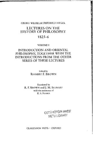 Hegel: Lectures on the History of Philosophy 1825-6: Volume I: Introduction and Oriental Philosophy