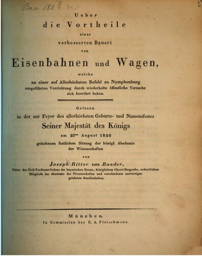 Über die Vorteile einer verbesserten Bauart von Eisenbahnen und Wagen