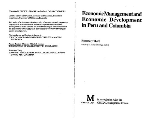 Economic Management and Economic Development in Peru and Columbia (Pitt Latin American Series)