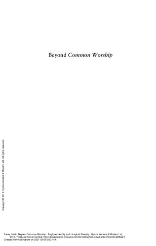 Beyond Common Worship: Anglican Identity and Liturgical Diversity