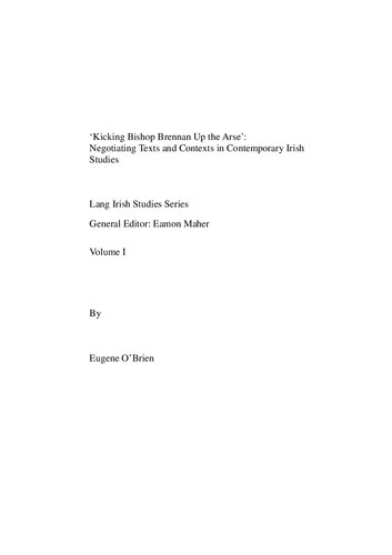 ‘Kicking Bishop Brennan Up the Arse’: Negotiating Texts and Contexts in Contemporary Irish Studies (Reimagining Ireland)
