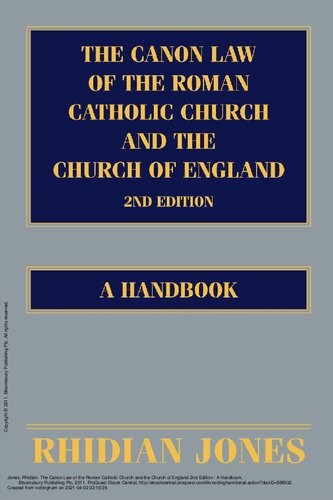 The Canon Law of the Roman Catholic Church and the Church of England: A Handbook