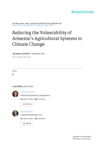 Reducing the Vulnerability of Armenia's Agricultural Systems to Climate Change: Impact Assessment and Adaptation Options (World Bank Studies)