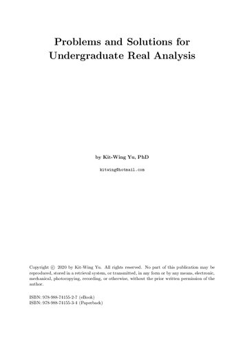 Problems and Solutions for Undergraduate Real Analysis
