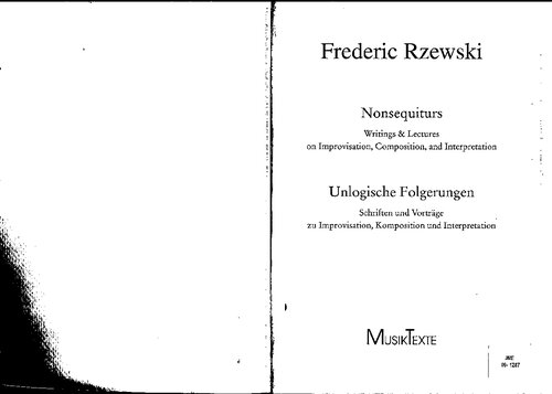 Nonsequiturs: Writings & Lectures on Improvisation, Composition, and Interpretation