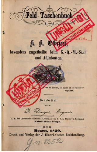 Feld-Taschenbuch für k. k. Offiziere, besonders zugeteilte beim G.Q.M.-Stab und Adjutanten