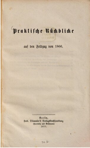 Praktische Rückblicke auf den Feldzug von 1866