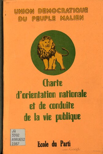 Union Démocratique du Peuple Malien. Charte d’orientation nationale et de conduite de la vie publique