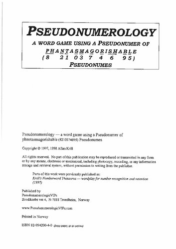 Pseudonumerology: A Word Game Using a Pseudonumer of Phantasmagorishable (8210374695) Pseudonumes