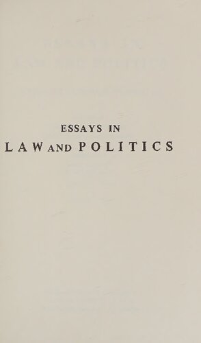 Essays in Law and Politics