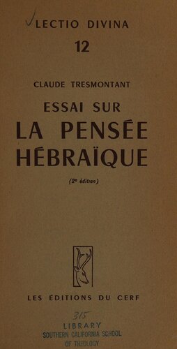 Essai sur la pensée hébraïque