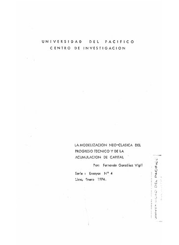 La modelización neo-clásica del progreso técnico de la acumulación de capital. Notas preliminares de investigación