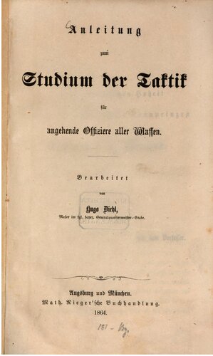 Anleitung zum Studium der Taktik für angehende Offiziere aller Waffen