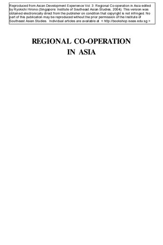 Asian Development Experience, Volume 3 : Regional Co-operation in Asia