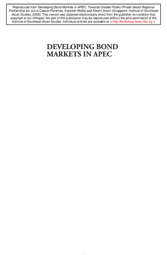 Developing bond markets in APEC  : towards greater public-private sector regional partnership