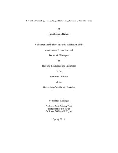 Toward a Genealogy of Mestizaje: Rethinking Race in Colonial Mexico