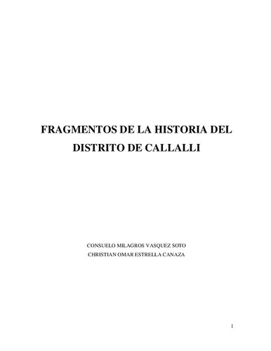 Fragmentos de la historia del distrito de Callalli (Caylloma, Arequipa)