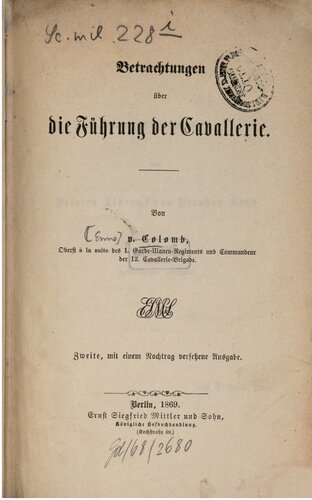 Betrachtungen über die Führung der Cavallerie [Kavallerie]