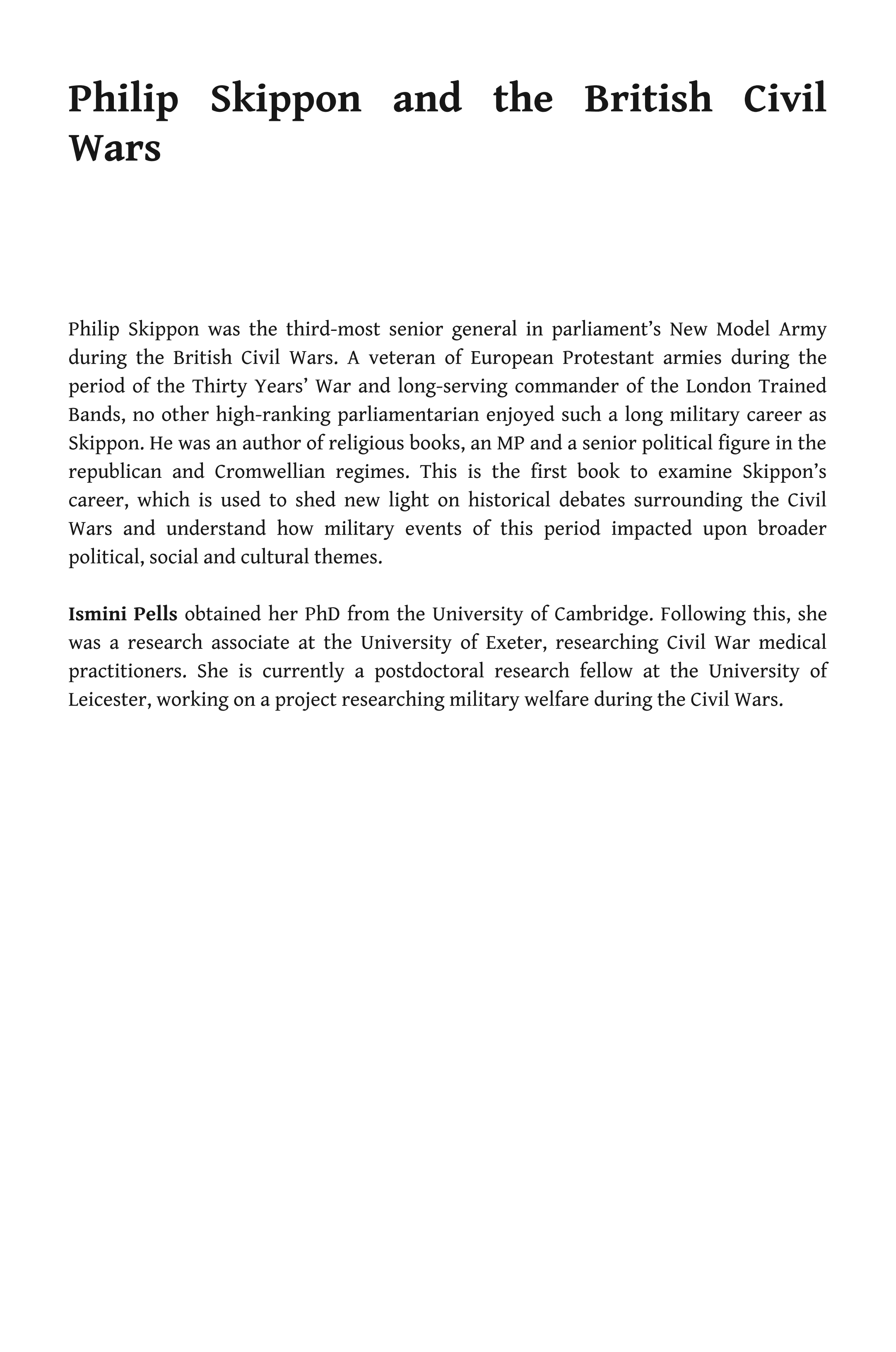 Philip Skippon and the British Civil Wars: The 