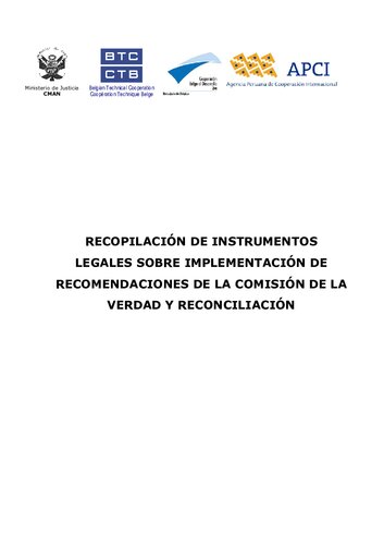 Recopilación de instrumentos legales sobre implementación de recomendaciones de la Comisión de la Verdad y Reconciliación (Perú)
