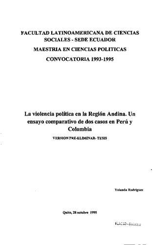 La violencia política en la Región Andina. Un ensayo comparativo de dos casos en Perú (Puno) y Colombia (Cauca)