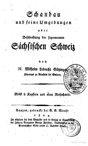 Schandau und seine Umgebungen oder Beschreibung der sogenannten Sächsischen Schweiz