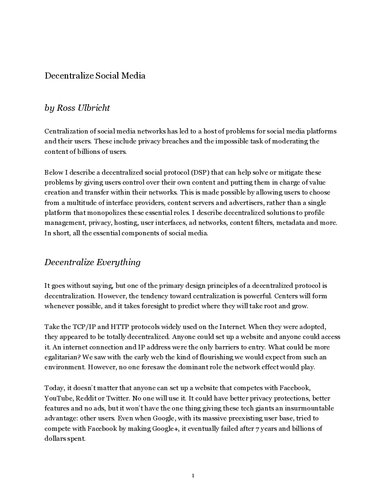 Decentralize Social Media