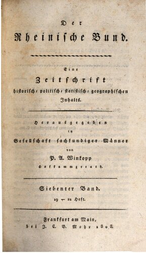 Der Rheinische Bund : Eine Zeitschrift historisch-, politisch-, statistisch-, geographischen Inhalts