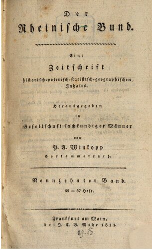 Der Rheinische Bund : Eine Zeitschrift historisch-, politisch-, statistisch-, geographischen Inhalts