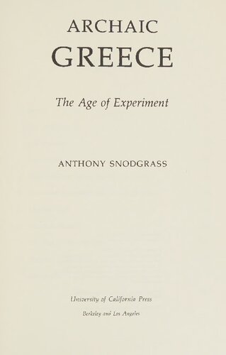 Archaic Greece: the age of experiment