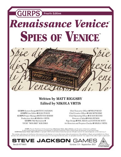 GURPS 4th edition. Renaissance Venice: Spies of Venice