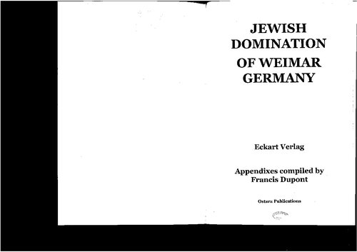 Jewish domination of Weimar Germany