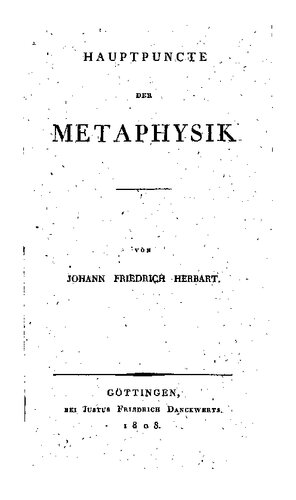 Hauptpuncte [Hauptpunkte] der Metaphysik
