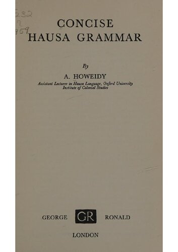 Concise Hausa grammar