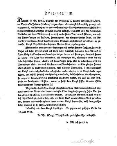 Geschichte des Siebenjährigen Krieges in Deutschland zwischen dem König von Preußen und der Kaiserin Königin mit ihren Verbündeten