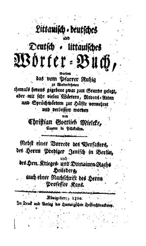 Littauisch-deutsches und deutsch-littauisches Wörterbuch