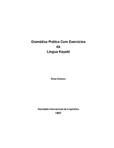 Gramática Prática Com Exercícios da Língua Kayabi