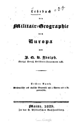 Mathematische und physische Erdbeschreibung mit besonderer Rücksicht auf Europa
