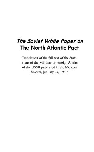 The Soviet White Paper on the North Atlantic Pact