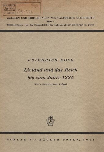 Livland und das Reich bis zum Jahre 1225