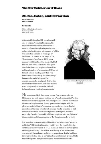 Milton, Satan, and Subversion