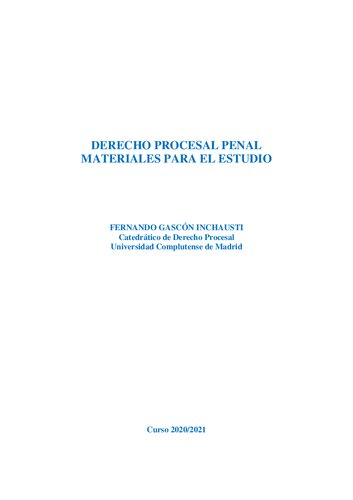 Derecho Procesal Penal. Materiales de estudio