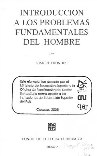 Introducción a los problemas fundamentales del hombre