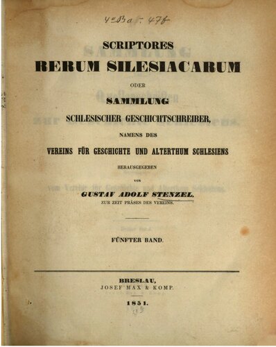 Sammlung von Quellenschriften zur Geschichte von Schlesien