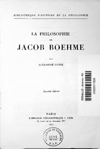 La philosophie de Jacob Boehme
