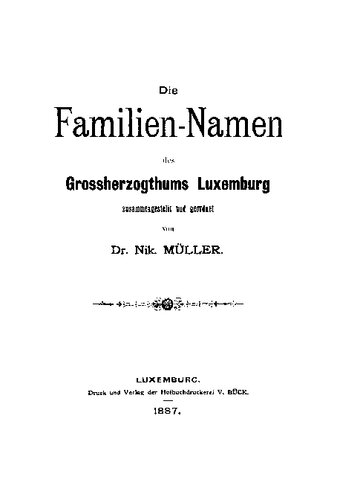 Die Familien-Namen des Grossherzogthums Luxemburg