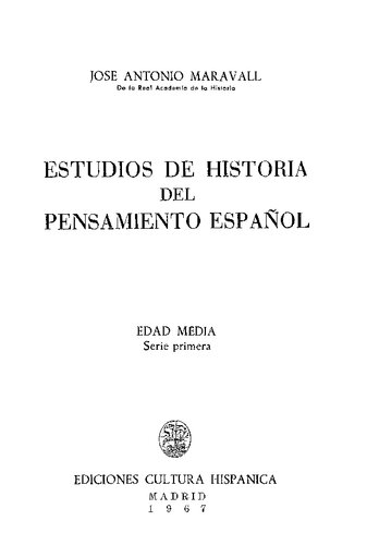 Estudios de historia del pensamiento español : Edad Media