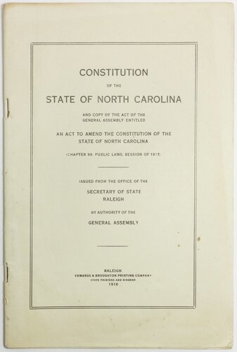 Constitution of the State of North Carolina and Copy of the Act of the ...